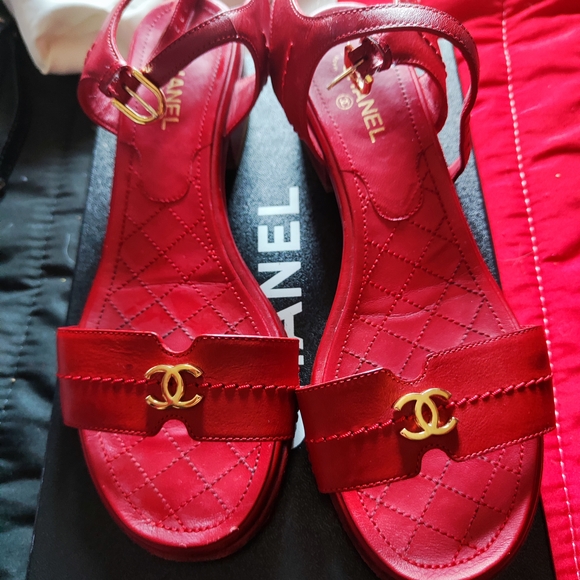 Chanel Red Sandals - Picture 1 of 14